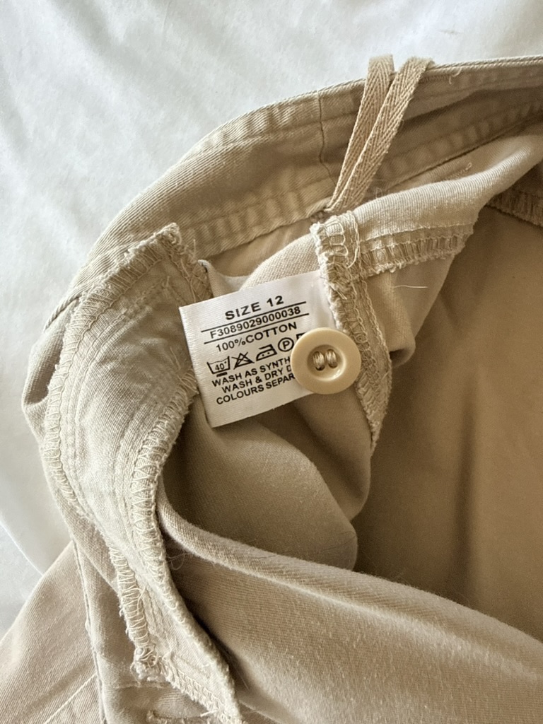 Papaya Beige Button Front Cotton Skirt UK 12 image 4