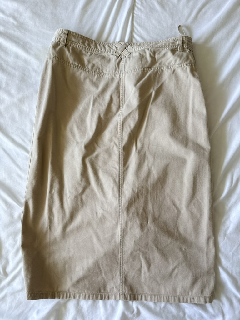 Papaya Beige Button Front Cotton Skirt UK 12 image 5