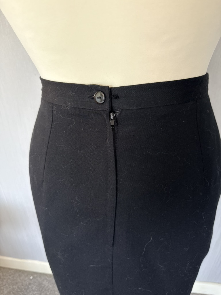 Black Pencil Skirt UK 14 Viscose & Polyester Lined image 2