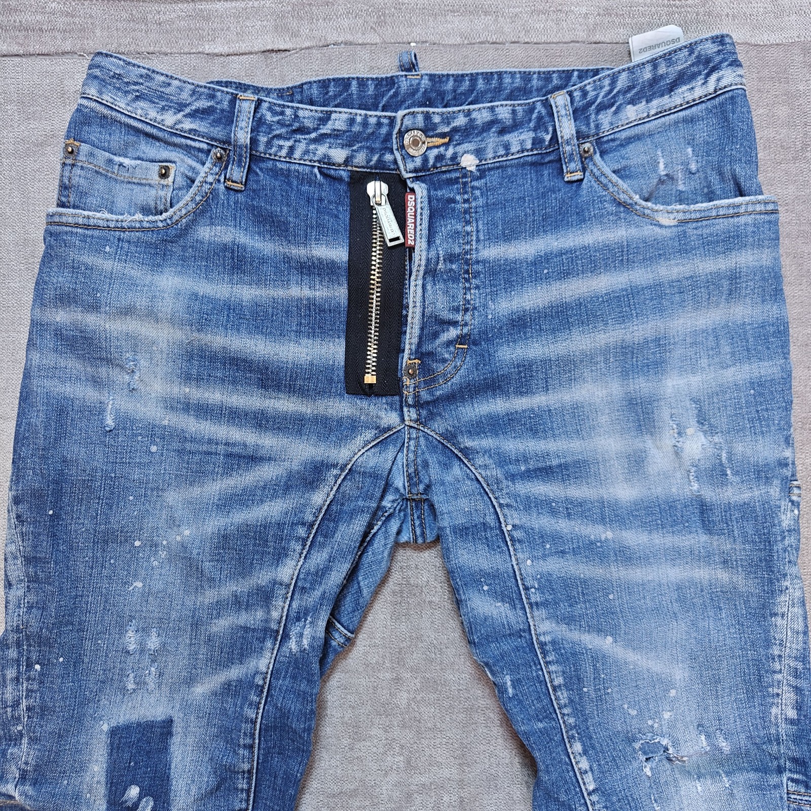 Dsquared2 Kickass Distressed Tidy BikerJeans Blue Mens W36 L28 image 2