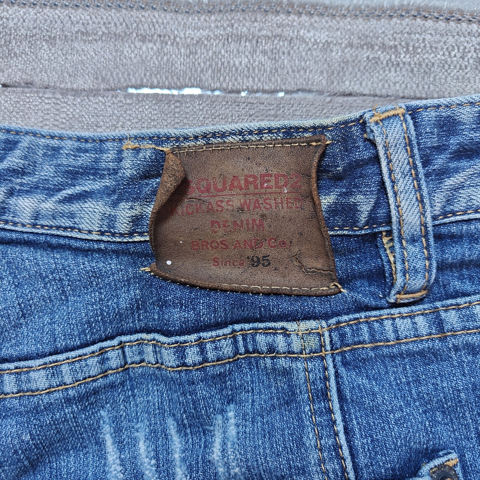Dsquared2 Kickass Distressed Tidy BikerJeans Blue Mens W36 L28 image 7