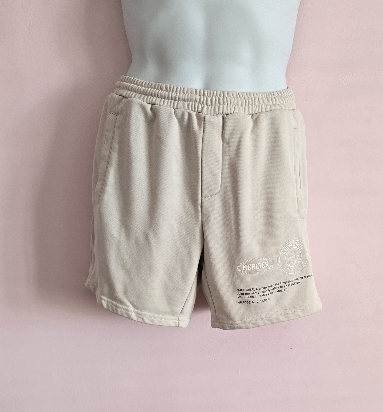 Mercier Beige Cotton Blend Casual Shorts Large