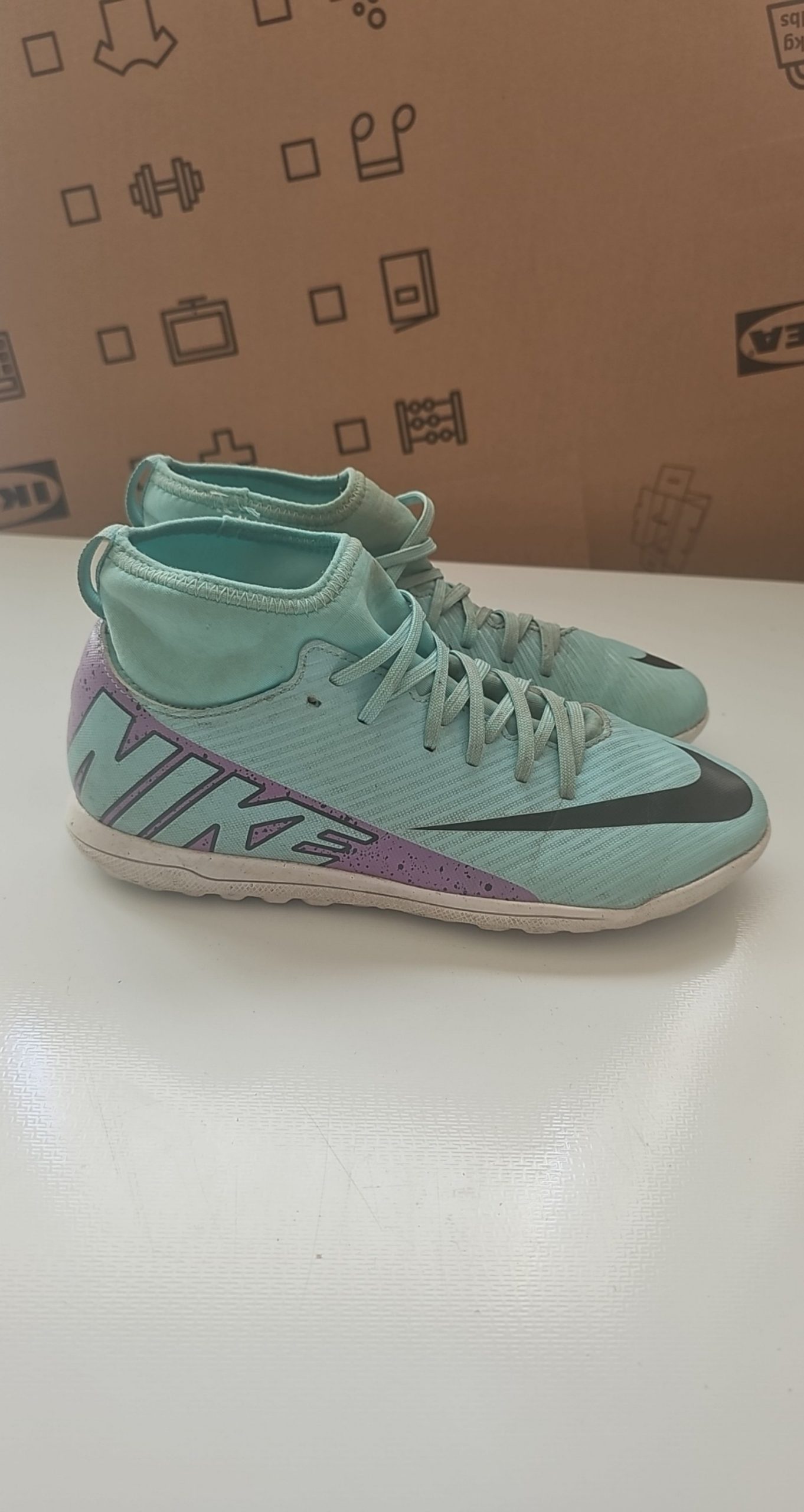 Nike Green & Purple Mercurial Indoor Football Shoes UK 4
