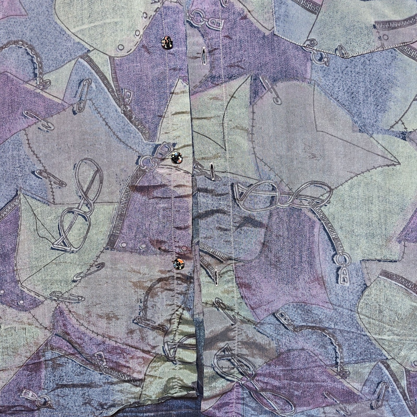 Vintage Christian Dior 100% Silk Abstract Short Sleeve Button Down Shirt Mens M image 8