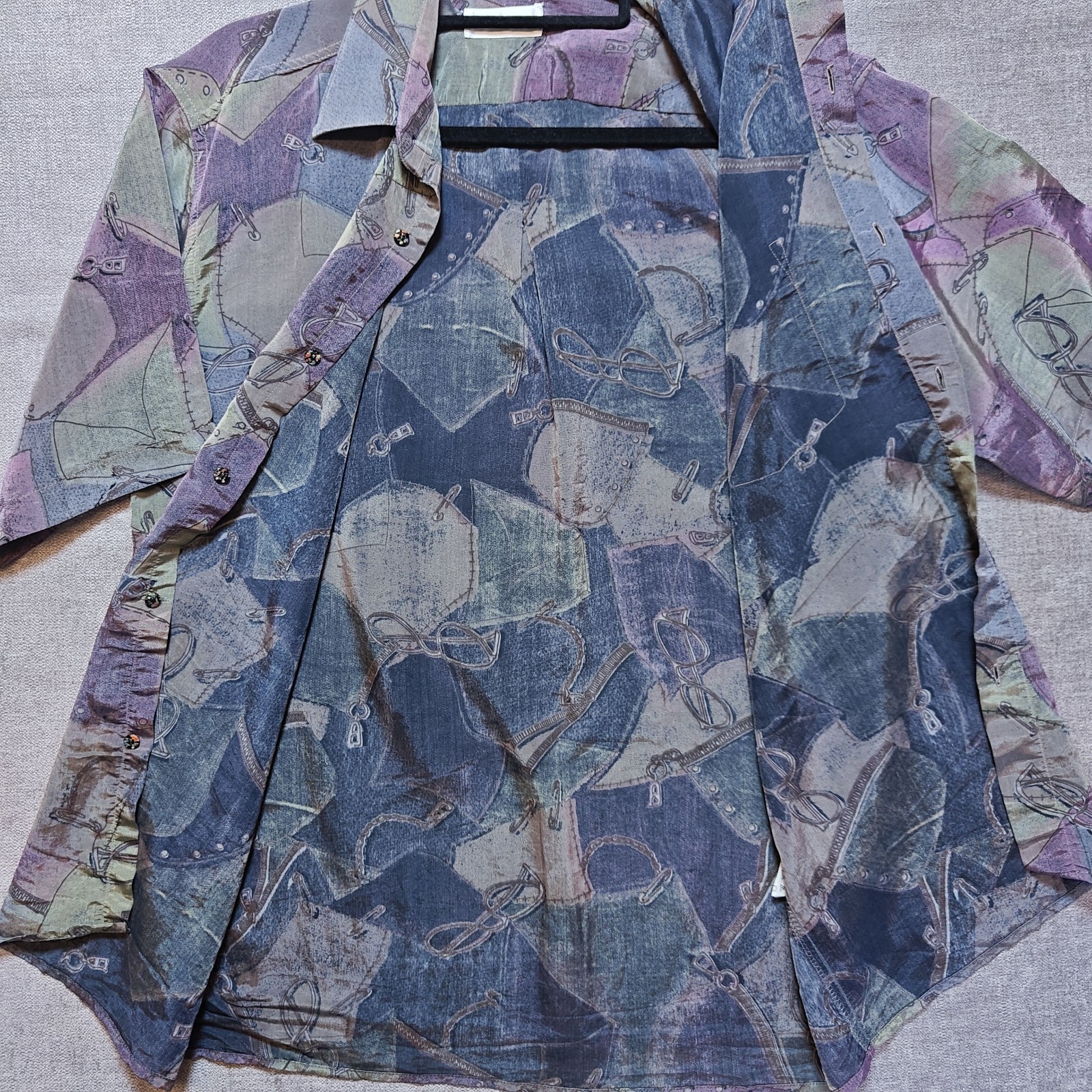 Vintage Christian Dior 100% Silk Abstract Short Sleeve Button Down Shirt Mens M image 9