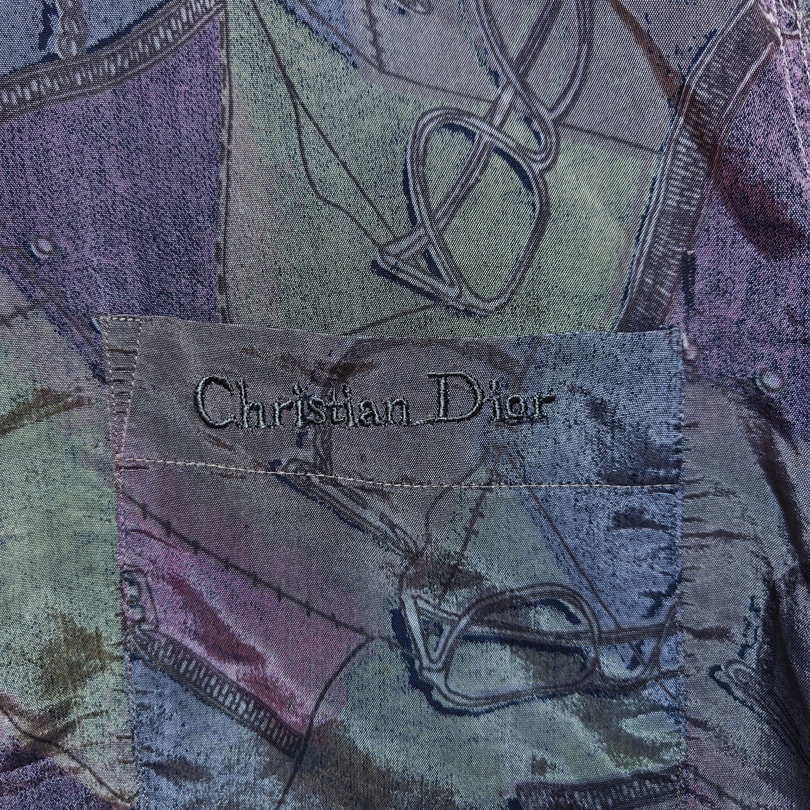 Vintage Christian Dior 100% Silk Abstract Short Sleeve Button Down Shirt Mens M image 4