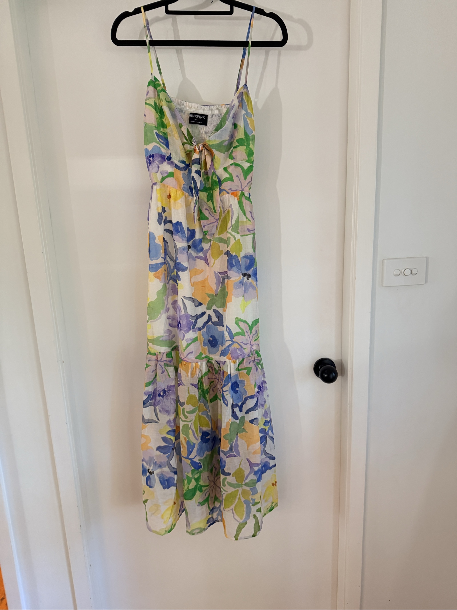 Minkpink fable tie front Multi Floral Midi Dress Small Tie Front