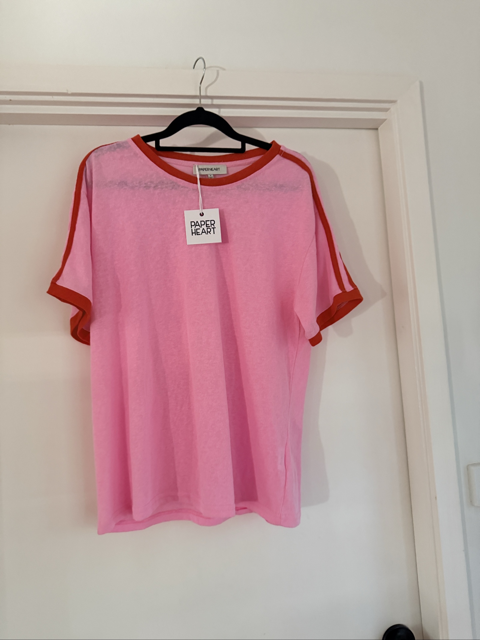 Paper Heart Pink & Red T-Shirt Sz 8 but oversized - Soft Cotton