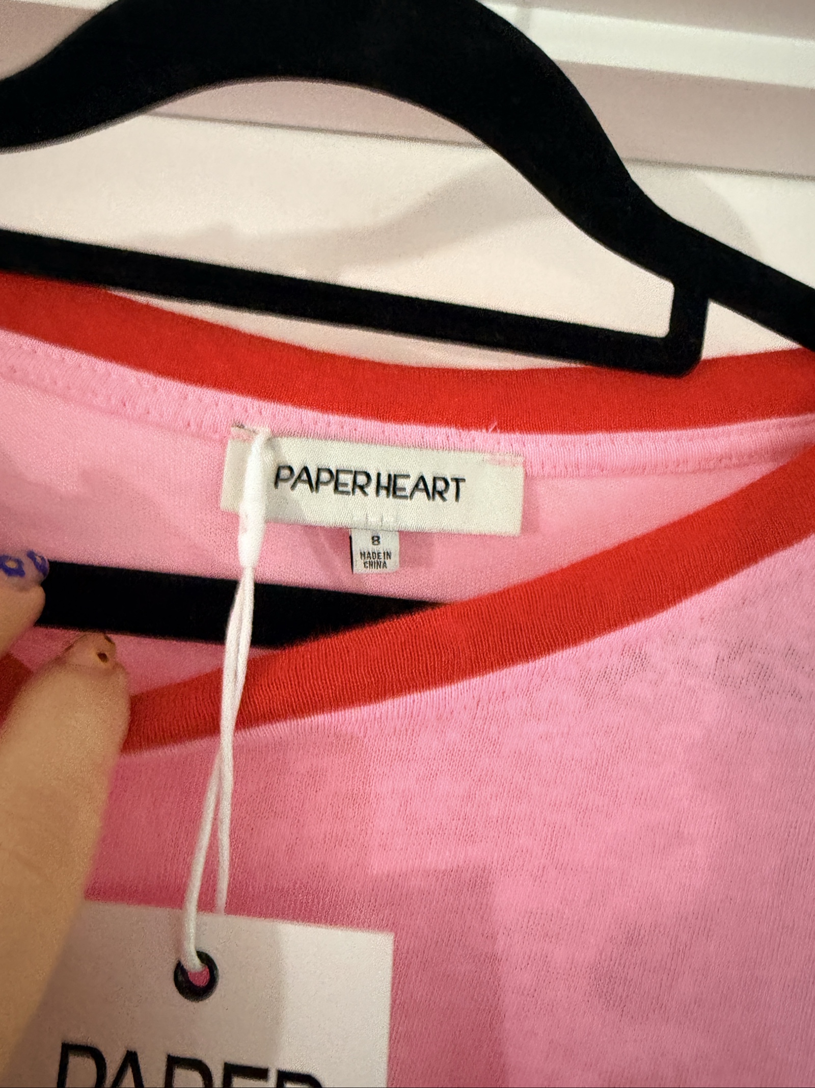 Paper Heart Pink & Red T-Shirt Sz 8 but oversized - Soft Cotton image 3