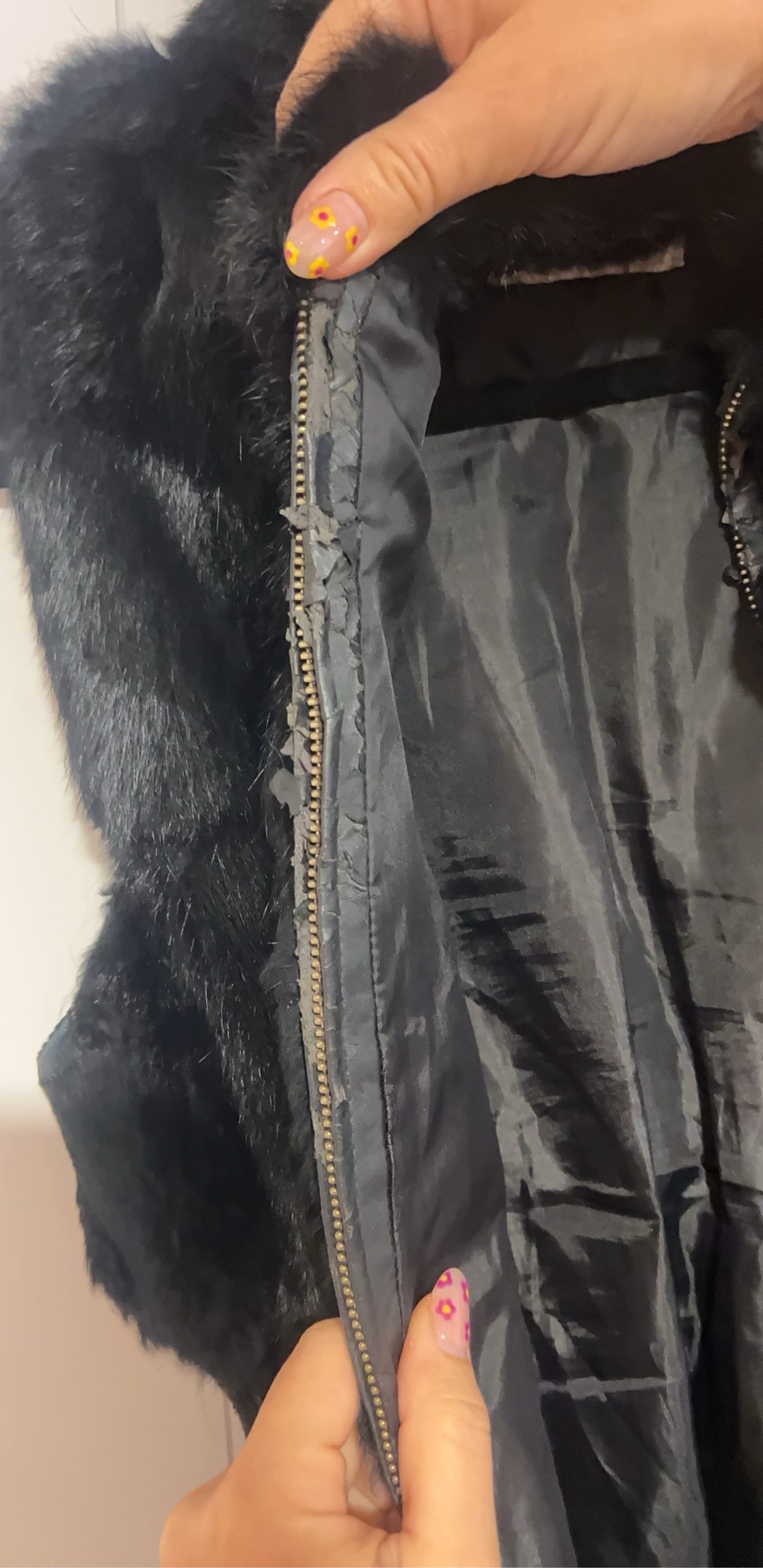 Black Faux Fur Gilet Waist Knit Panels Medium image 6