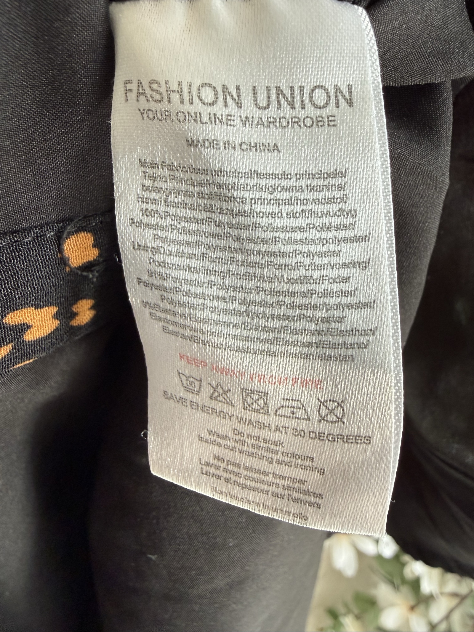 Fashion Union Black & Brown Ruffle Detail Long Sleeve Dress UK 10 Stylish image 7