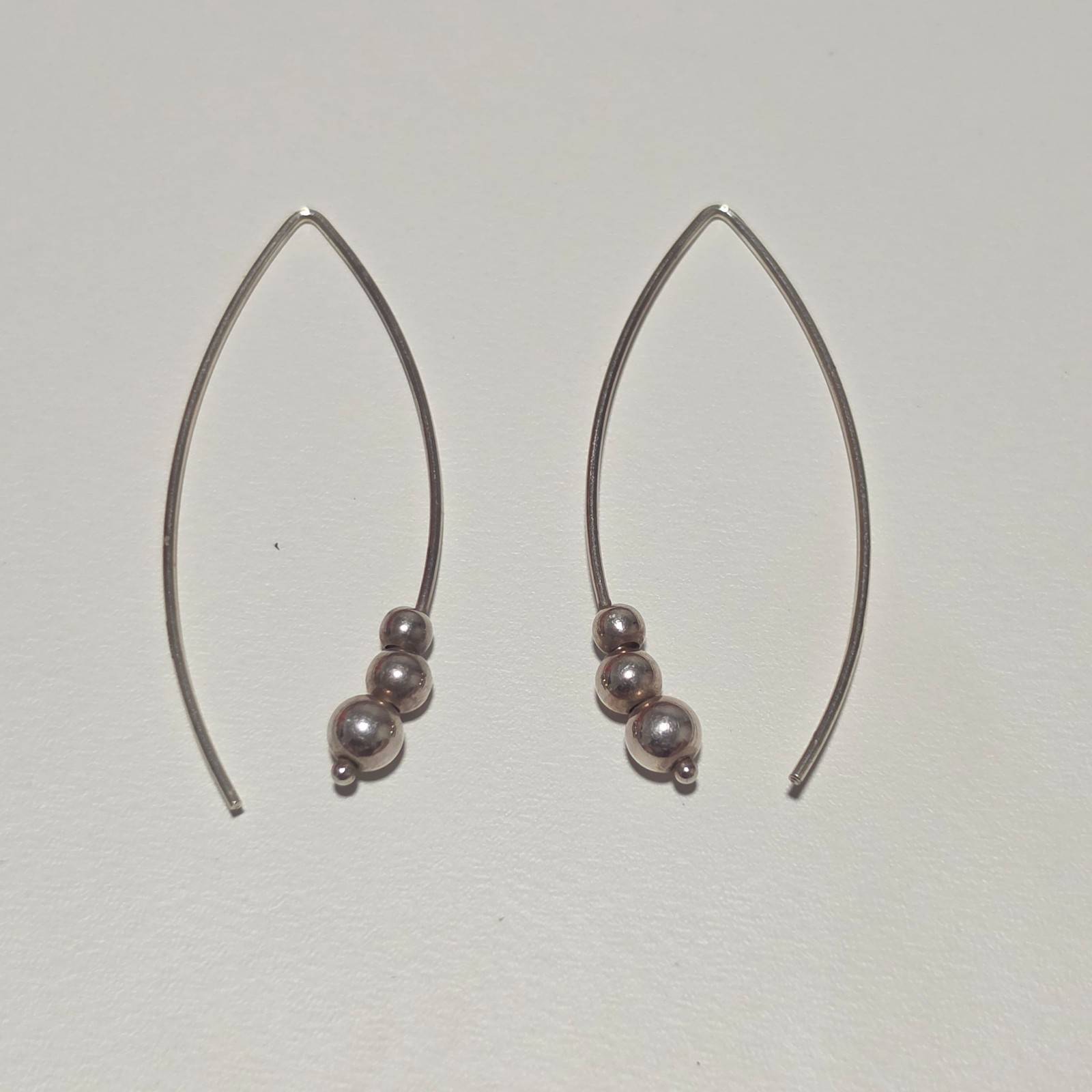 925 sterling Silver Beaded Long Drop Earrings