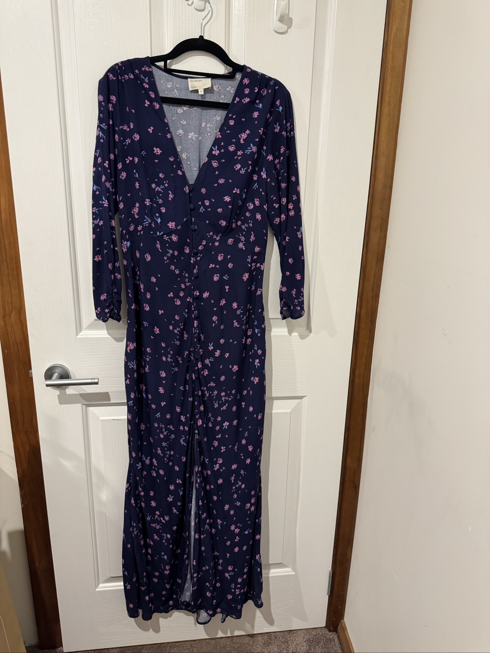 Hi There from Karen Walker Navy & Pink Floral Maxi Dress Size 10