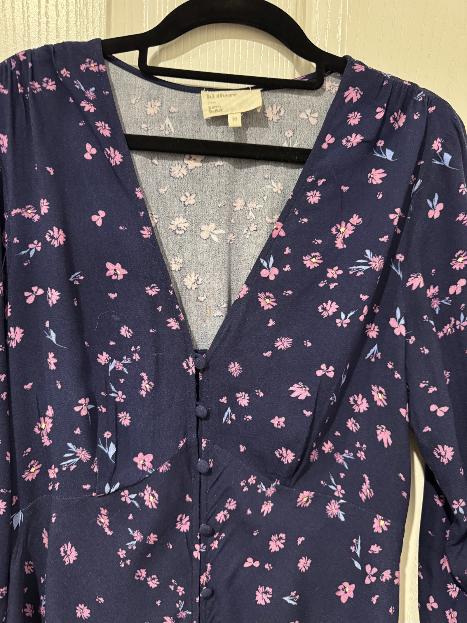 Hi There from Karen Walker Navy & Pink Floral Maxi Dress Size 10 image 4