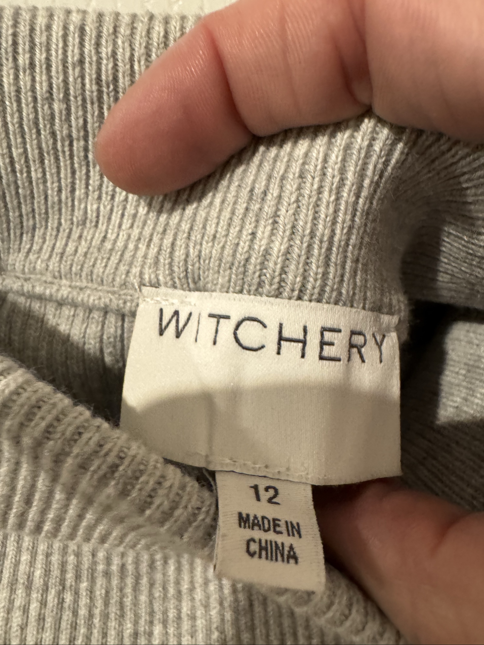 Witchery Grey Ribbed Knit Skirt Size 12 image 2