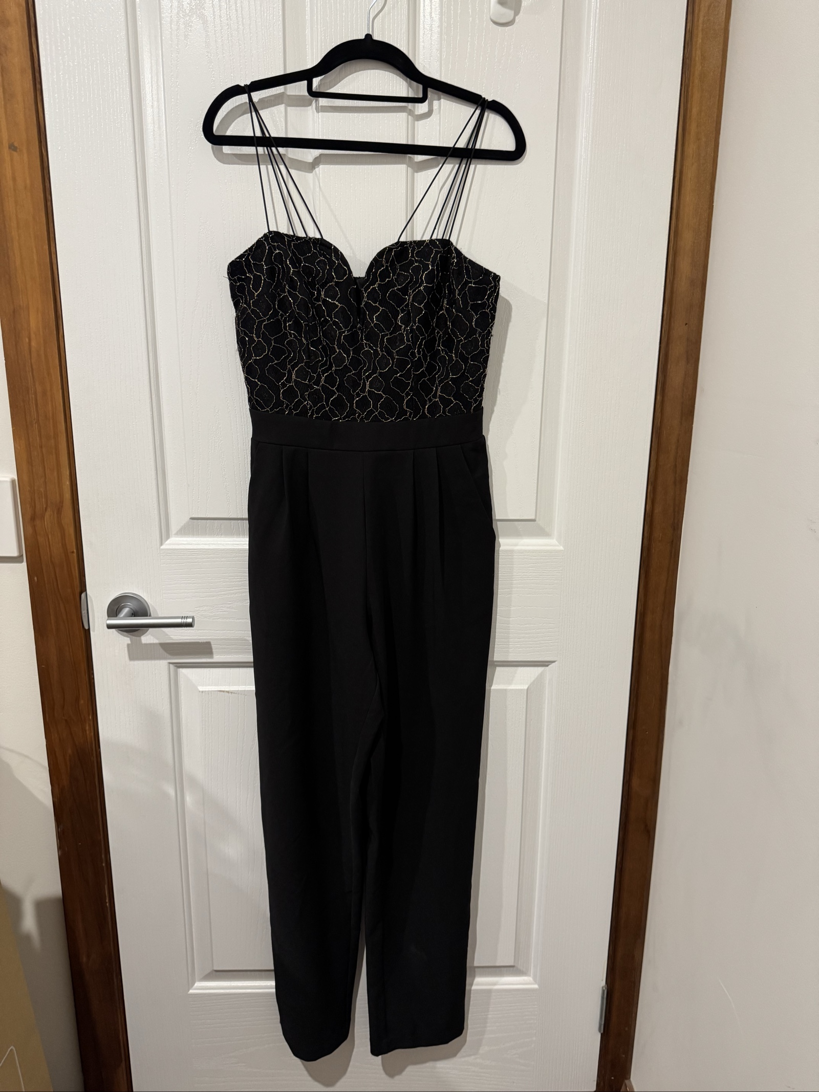 Lulus Black Embroidered Bust Jumpsuit Small