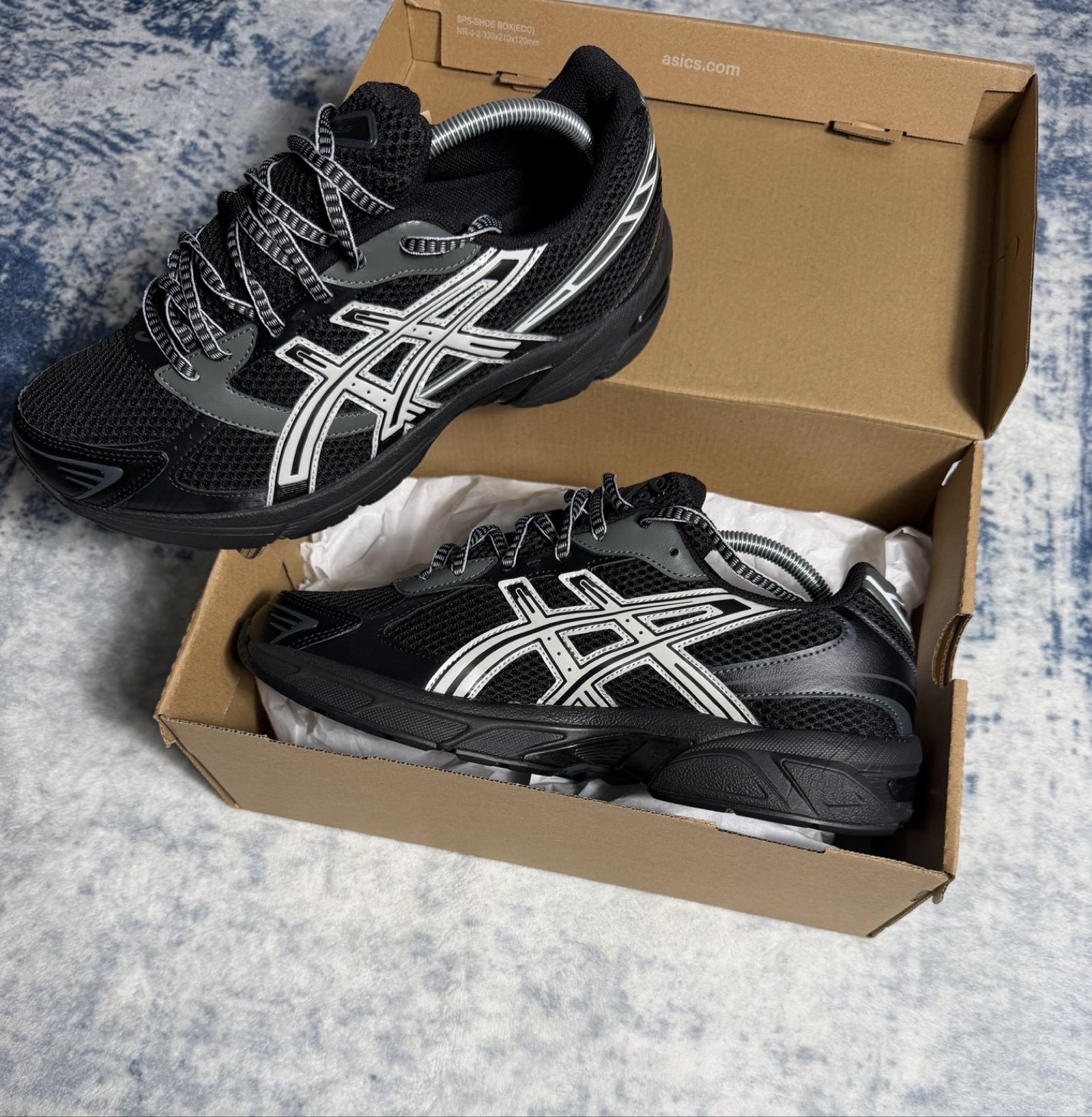 ASICS Black & Glacier Grey Gel-1130 Running Shoes US 10.5