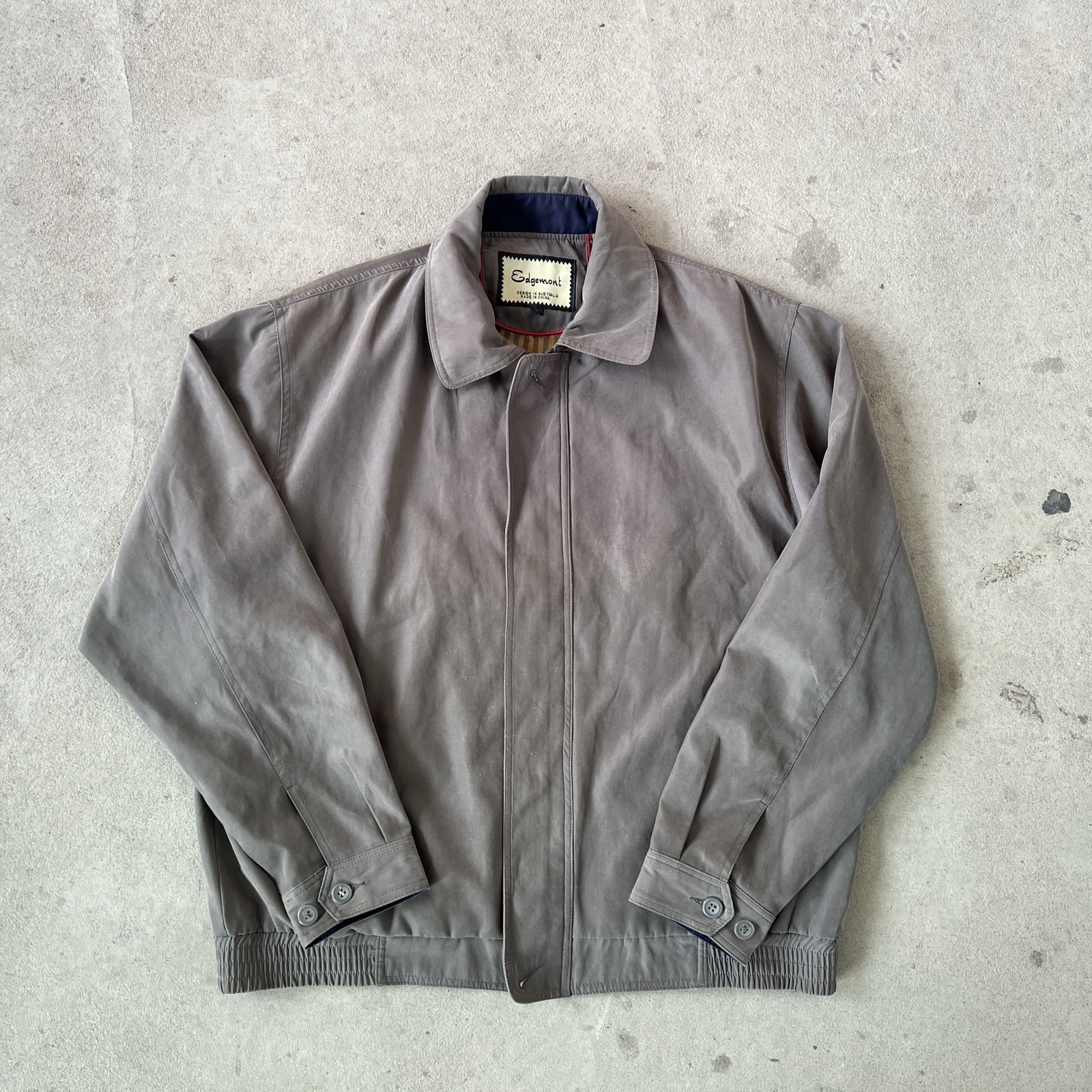 Edgemont Grey Cotton Zip Bomber Jacket Large