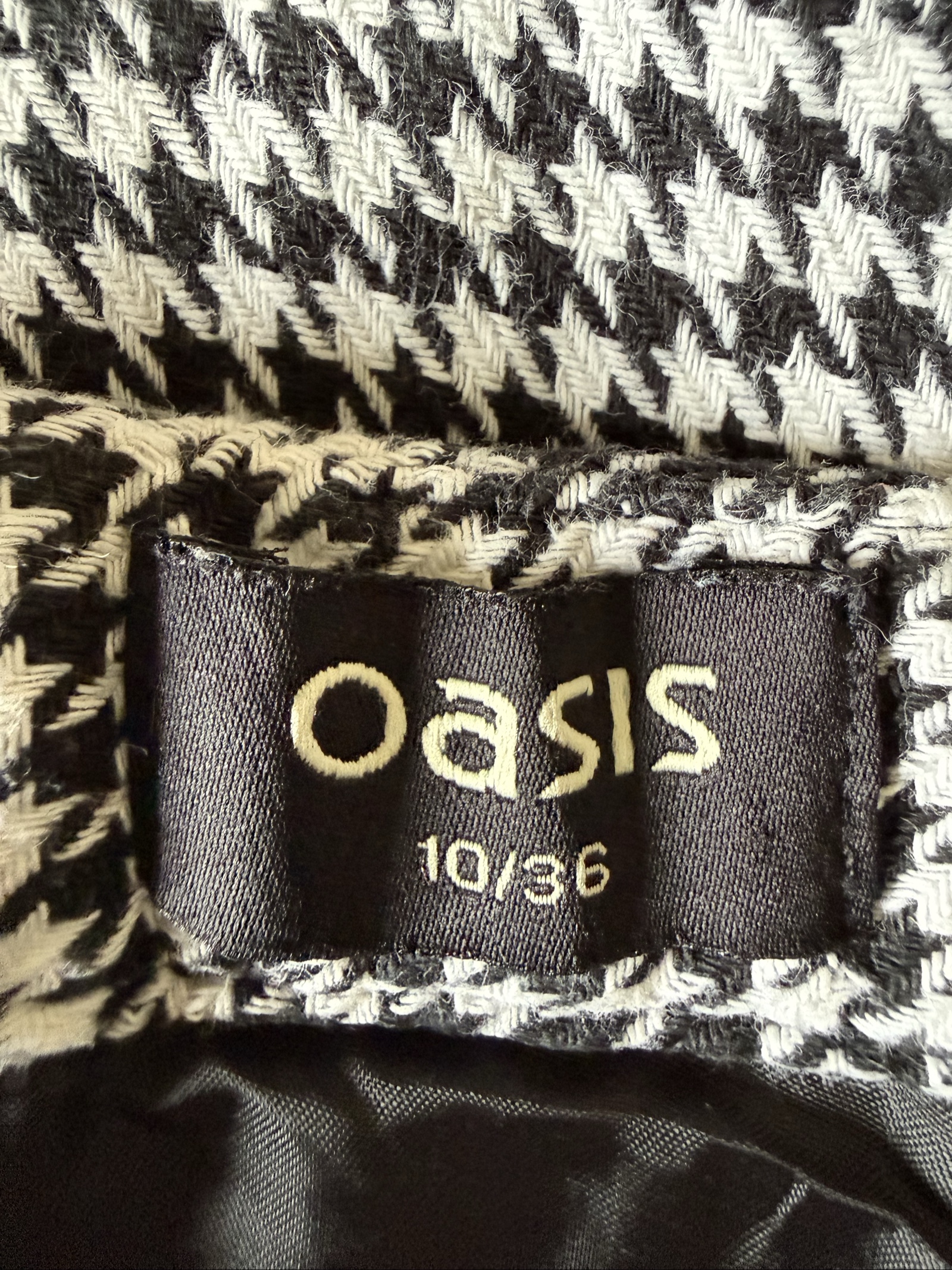 Oasis Black & White Houndstooth Pencil Skirt UK 10 Classic Office Wear image 3