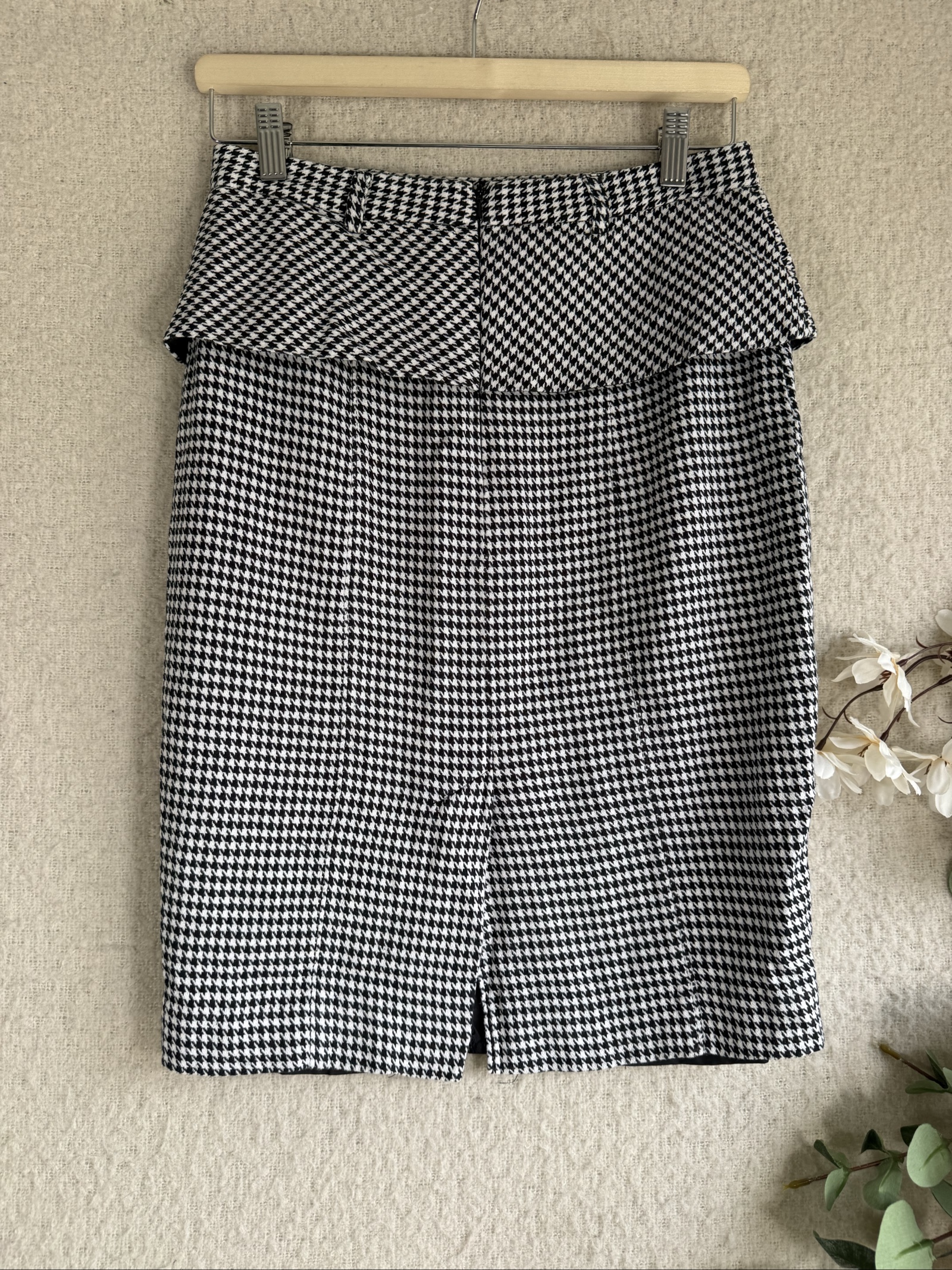 Oasis Black & White Houndstooth Pencil Skirt UK 10 Classic Office Wear image 4