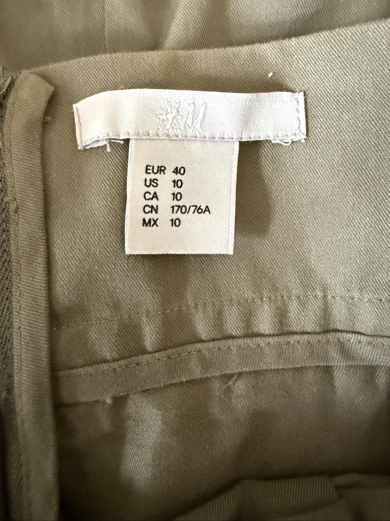 H&M Olive Green Tie Waist Skirt UK 14 Flared Casual Summer Everyday image 3