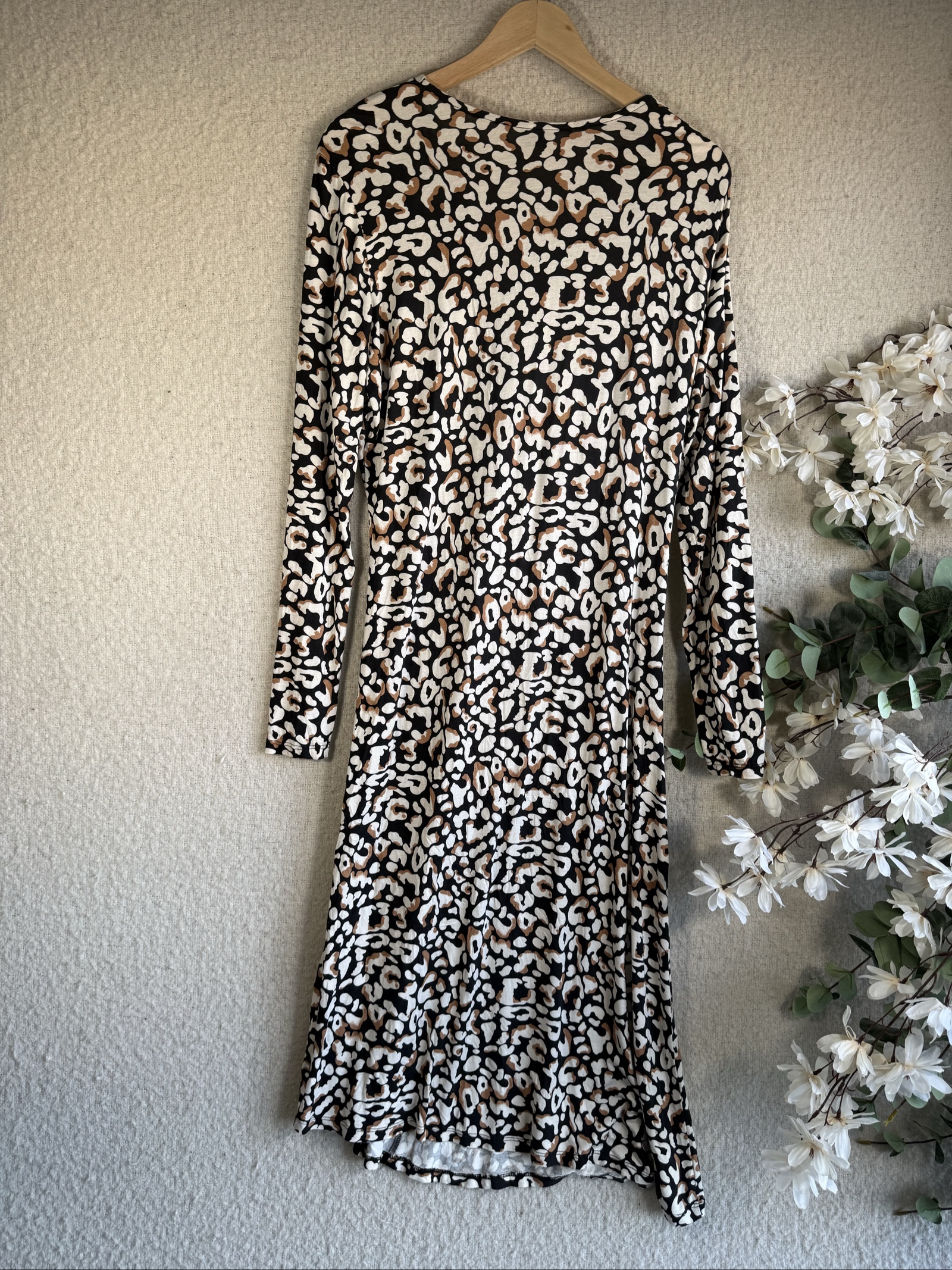 Primark Black, White & Brown Leopard Print Midi Dress XL Trendy Stylish image 4