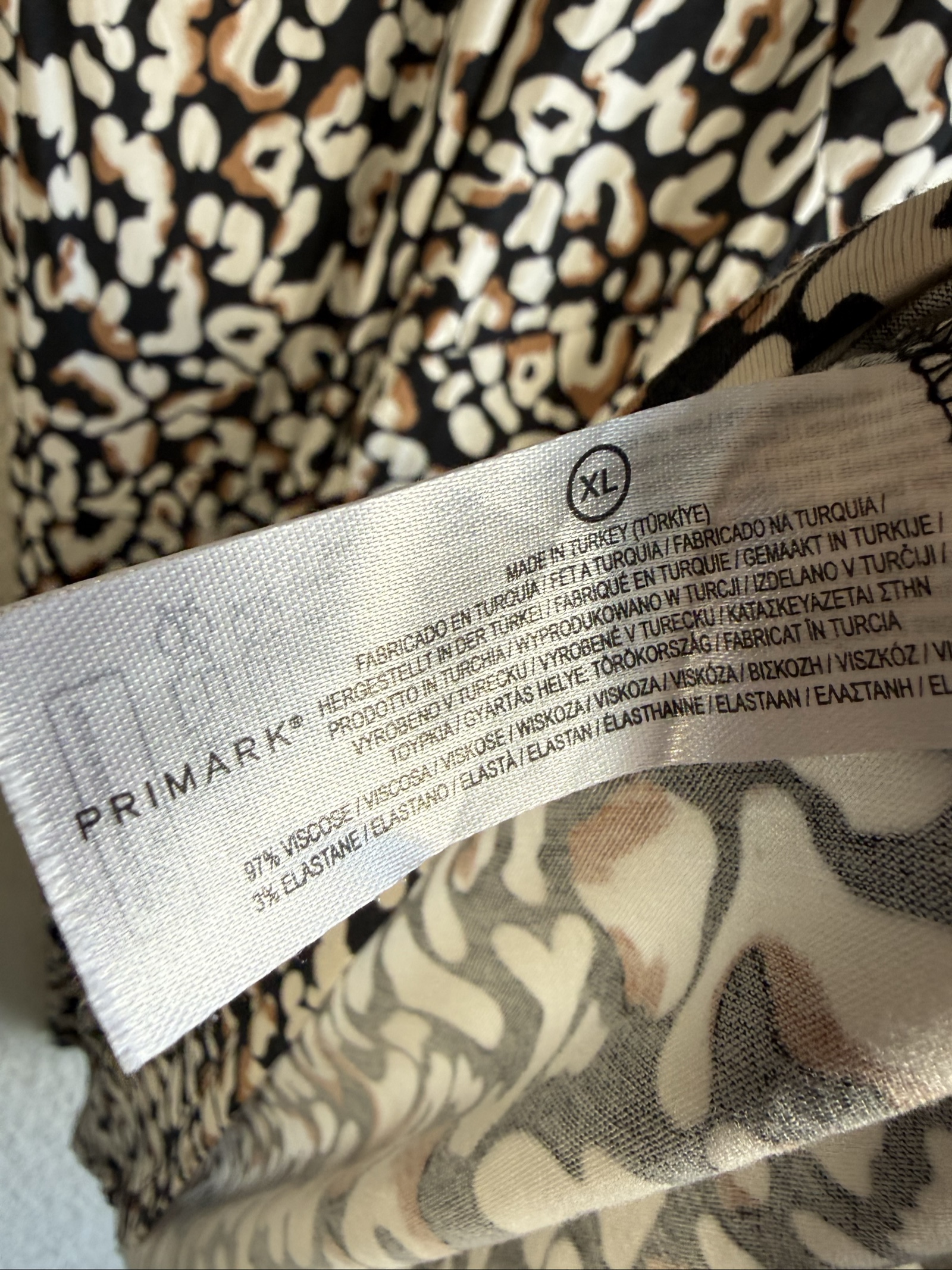 Primark Black, White & Brown Leopard Print Midi Dress XL Trendy Stylish image 5