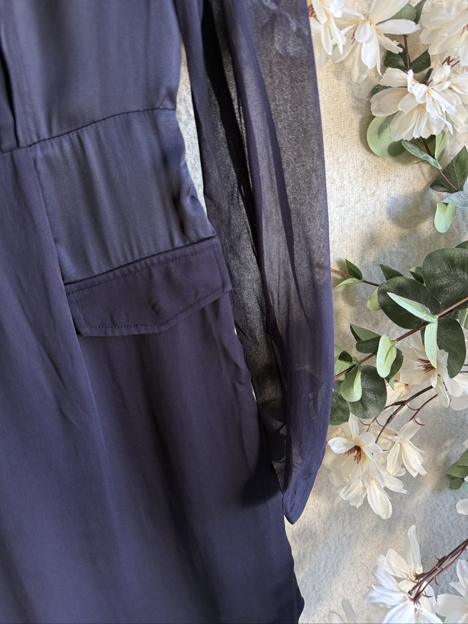 Reiss Navy Blue Chiffon Sleeve Mini Dress UK 8 Stylish Occasion Dress image 4