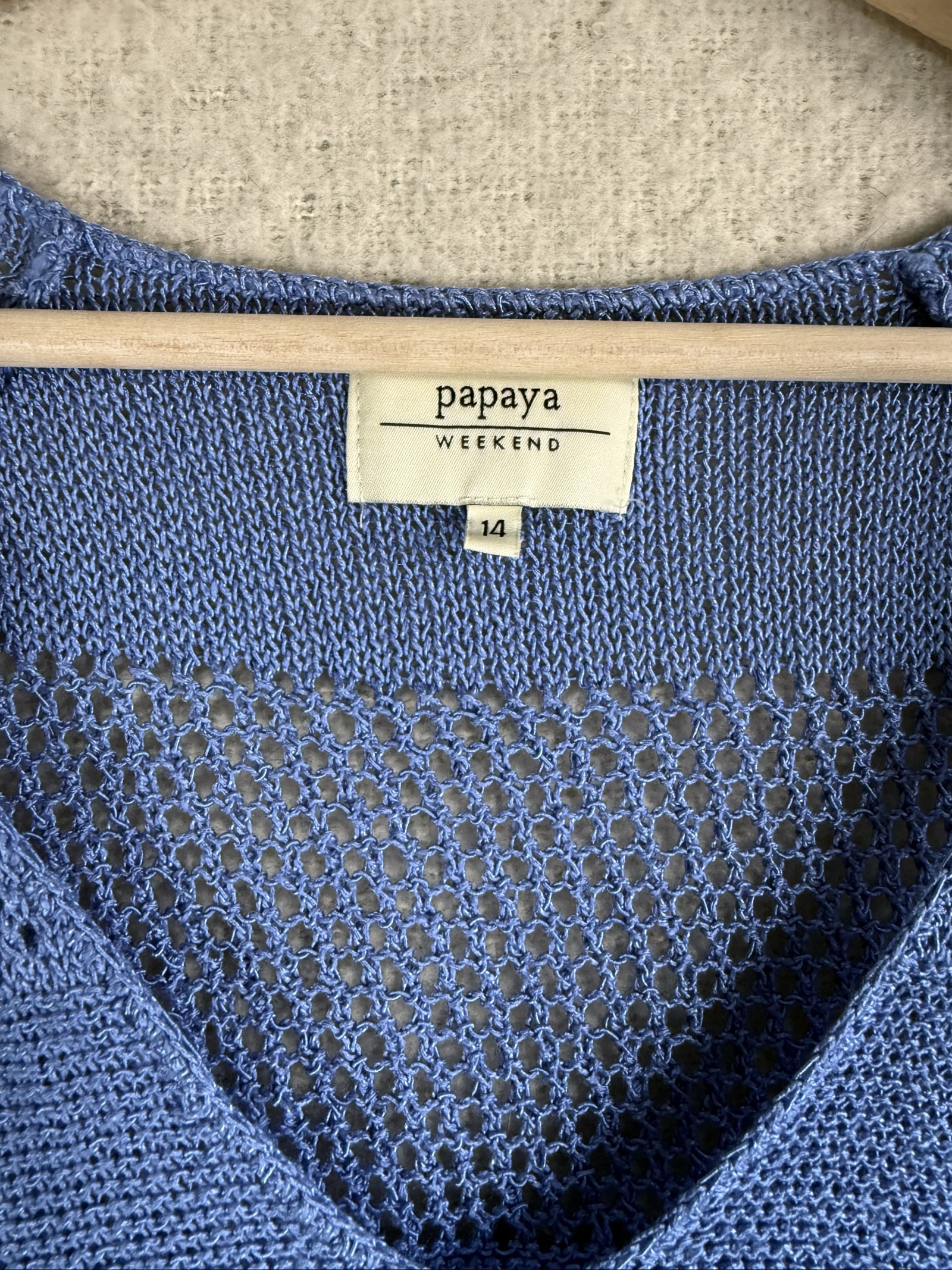 Papaya Blue Knit Short Sleeve V-Neck Jumper Top UK 14 Stylish Summer Wear image 3