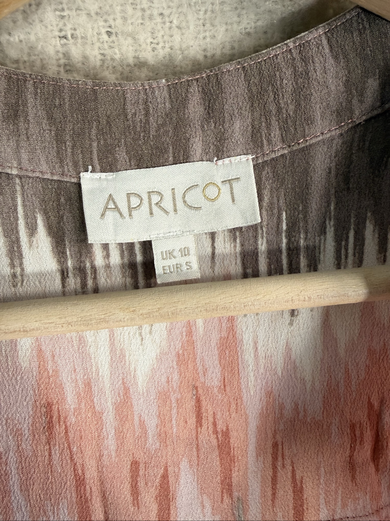 Apricot Pink Brown White Sleeveless Tunic Dress UK 10 Lightweight Summer Style image 3