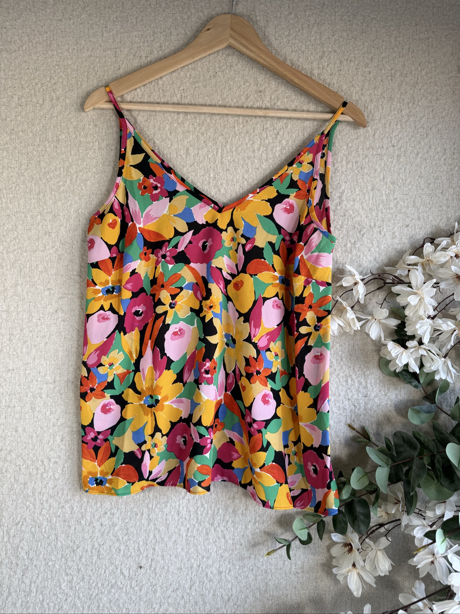 Papaya Multi Floral Print Sleeveless Top UK 12 Summer Casual Chic