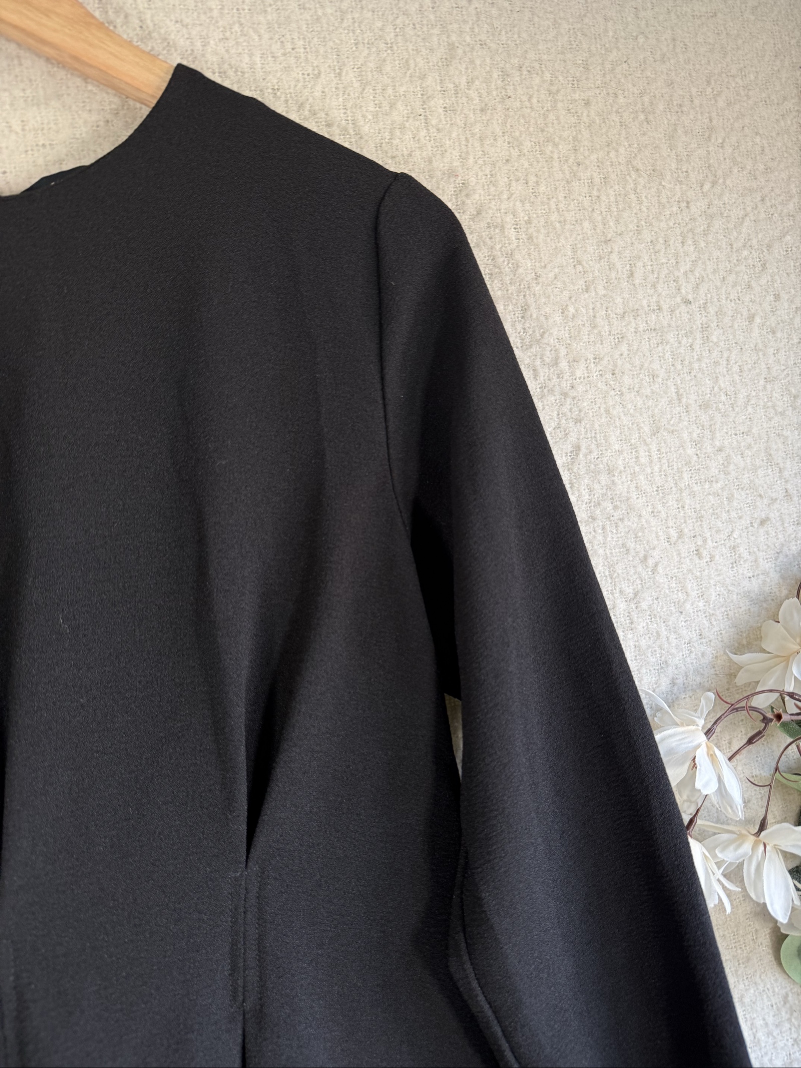 ASOS Design Black Long Sleeve Dress UK 12 Chic Elegant Stylish Evening image 2