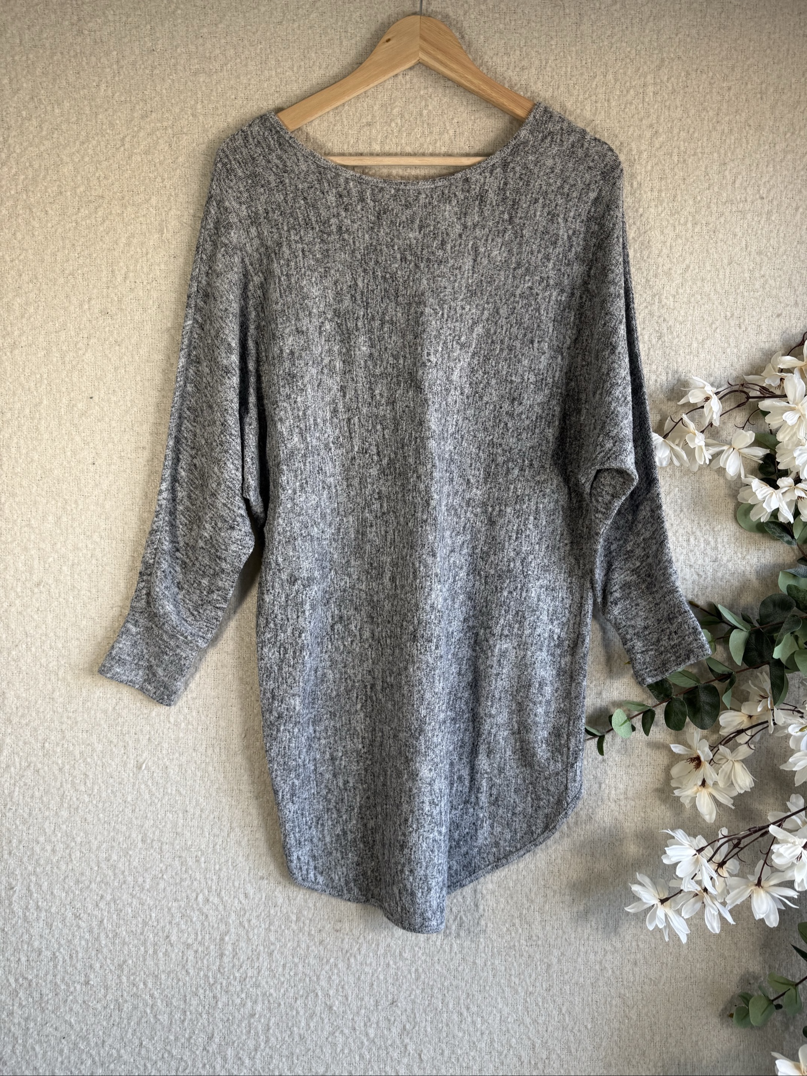 Apricot Grey Soft Knit Long Sleeve Top UK 10 Comfortable Casual Sweater image 4