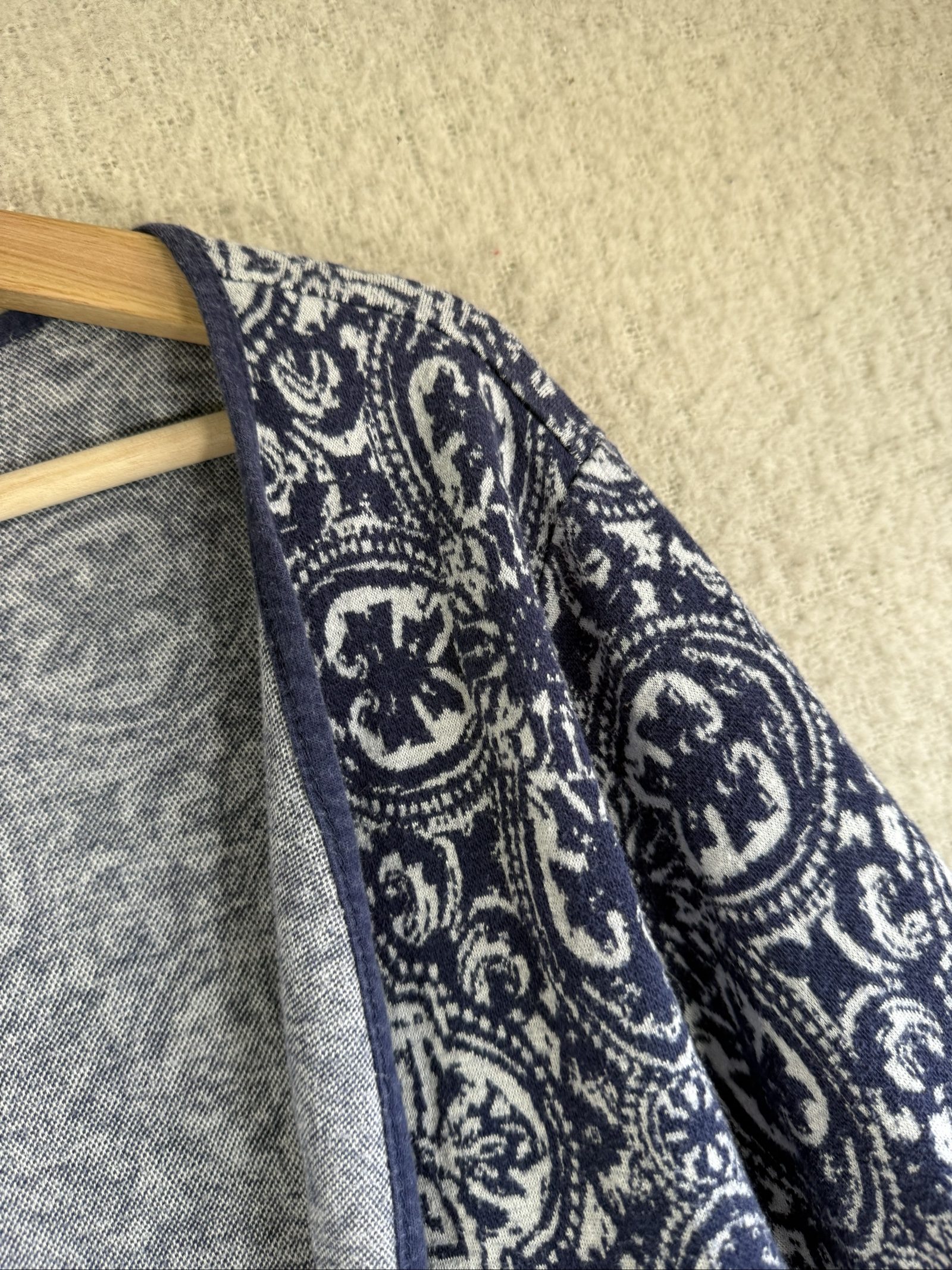 Next Navy & White Patterned Open Front Cardigan UK 16 Stylish Casual Knit image 3