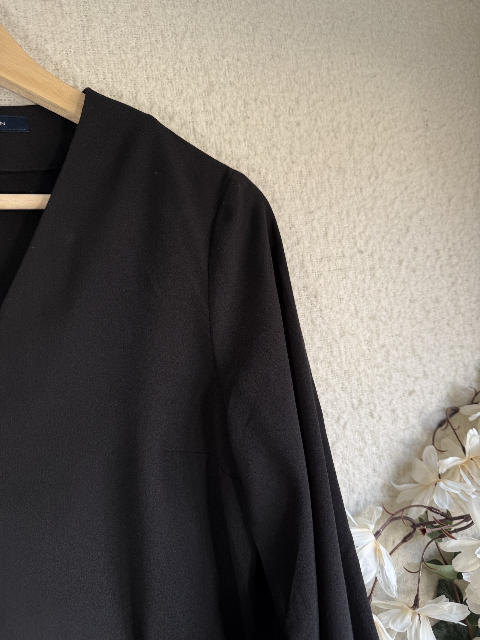 French Connection Black Wrap Front Blouse Long Sleeve Tie Detail UK 8 XS image 2