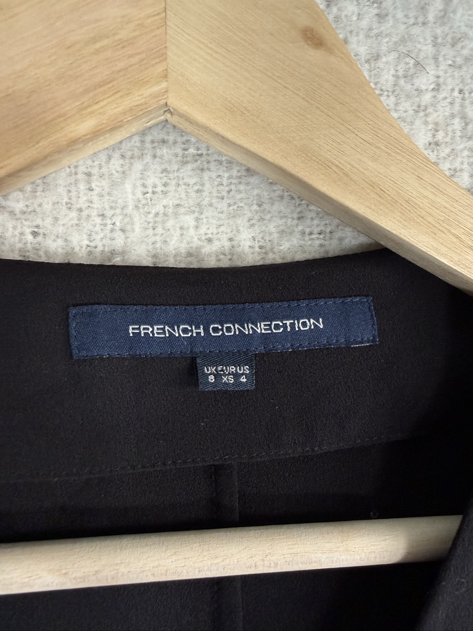 French Connection Black Wrap Front Blouse Long Sleeve Tie Detail UK 8 XS image 3