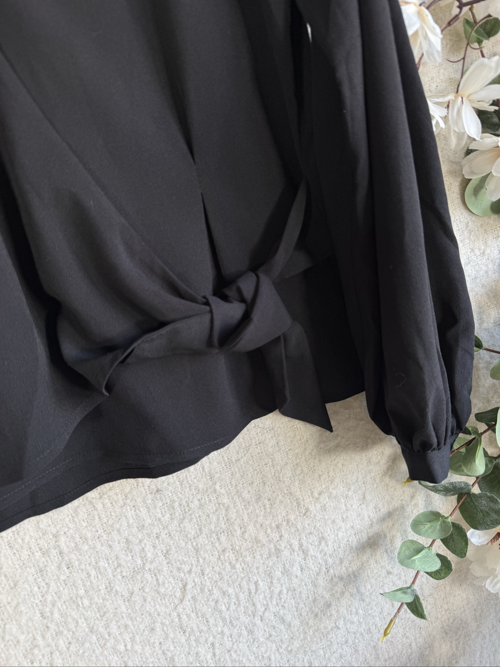 French Connection Black Wrap Front Blouse Long Sleeve Tie Detail UK 8 XS image 4