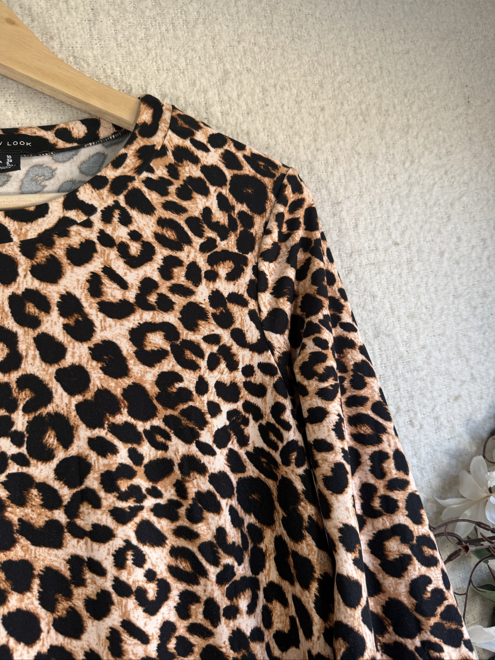 New Look Leopard Print Long Sleeve Dress UK 10 Casual Animal Print Chic image 2