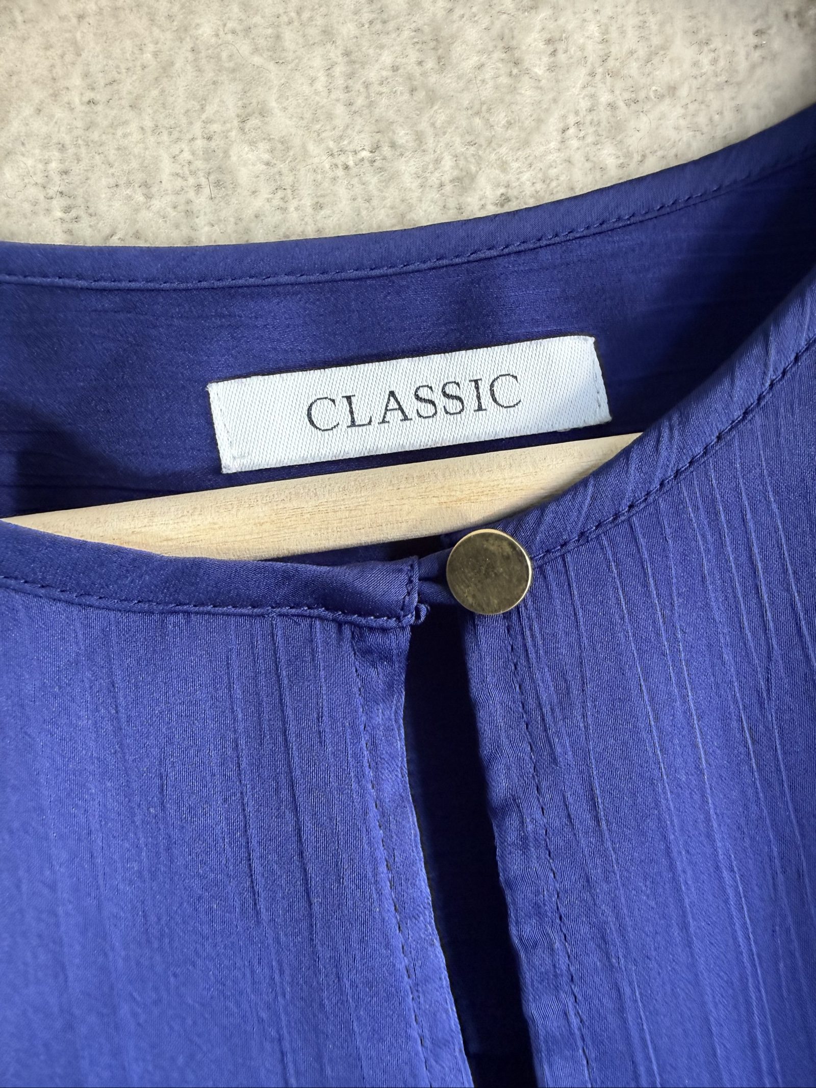 M&S Classic Indigo Blue Long Sleeve Blouse UK 14 Stylish Casual Wear image 2