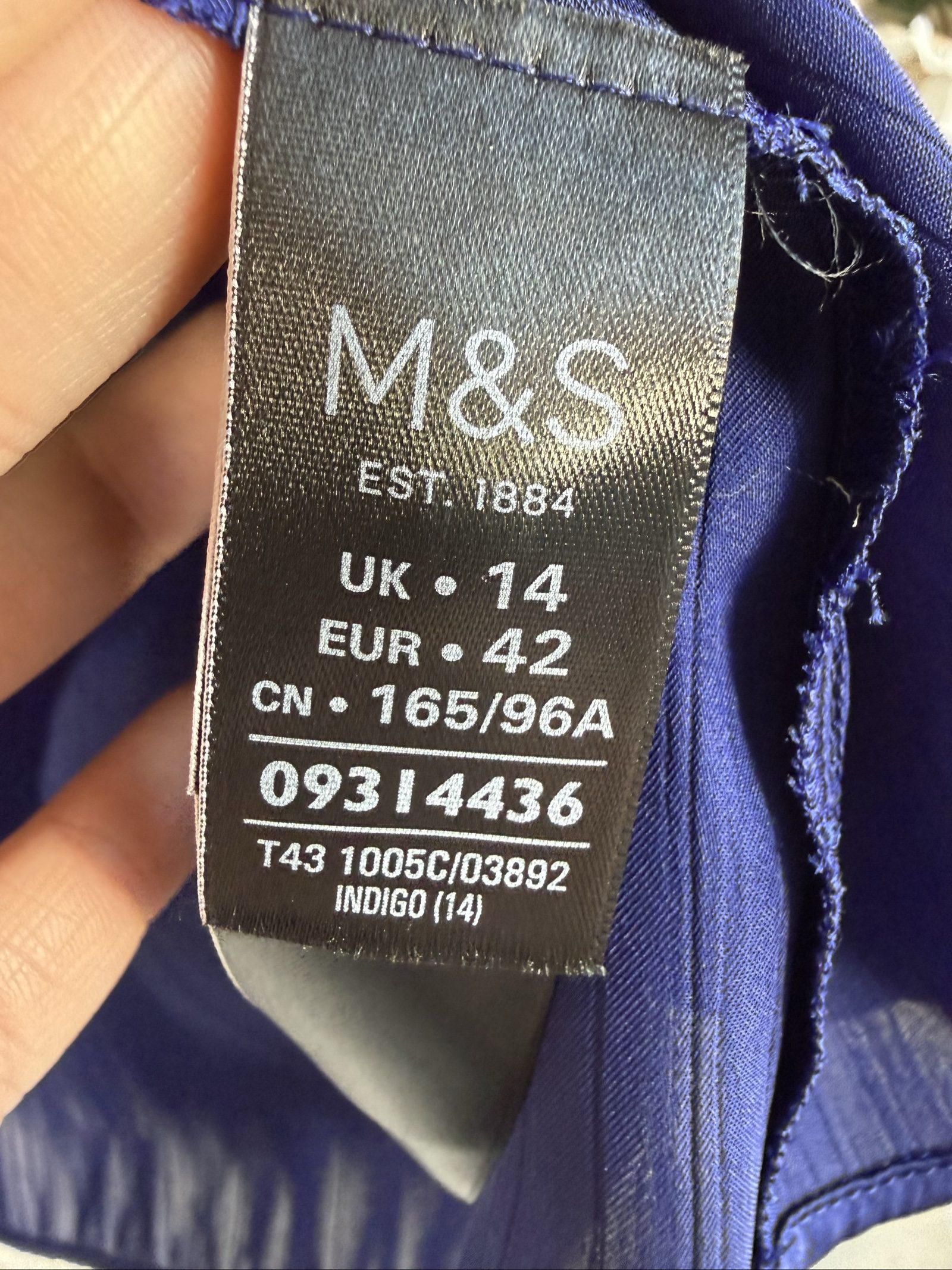 M&S Classic Indigo Blue Long Sleeve Blouse UK 14 Stylish Casual Wear image 4