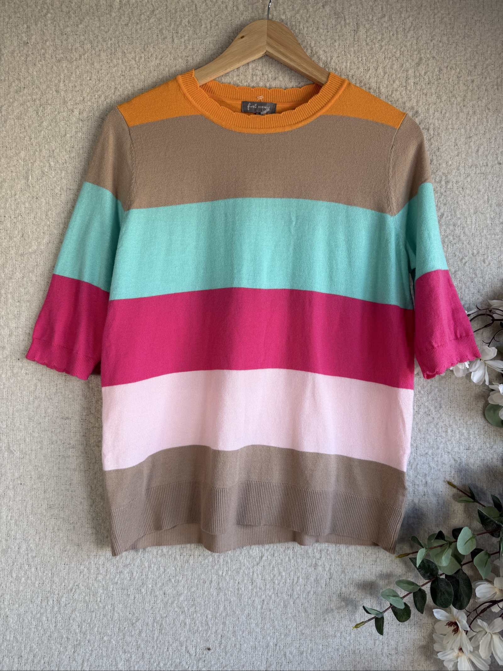 First Avenue Multi Colour Block Knit Top Small Stylish Striped Jumper