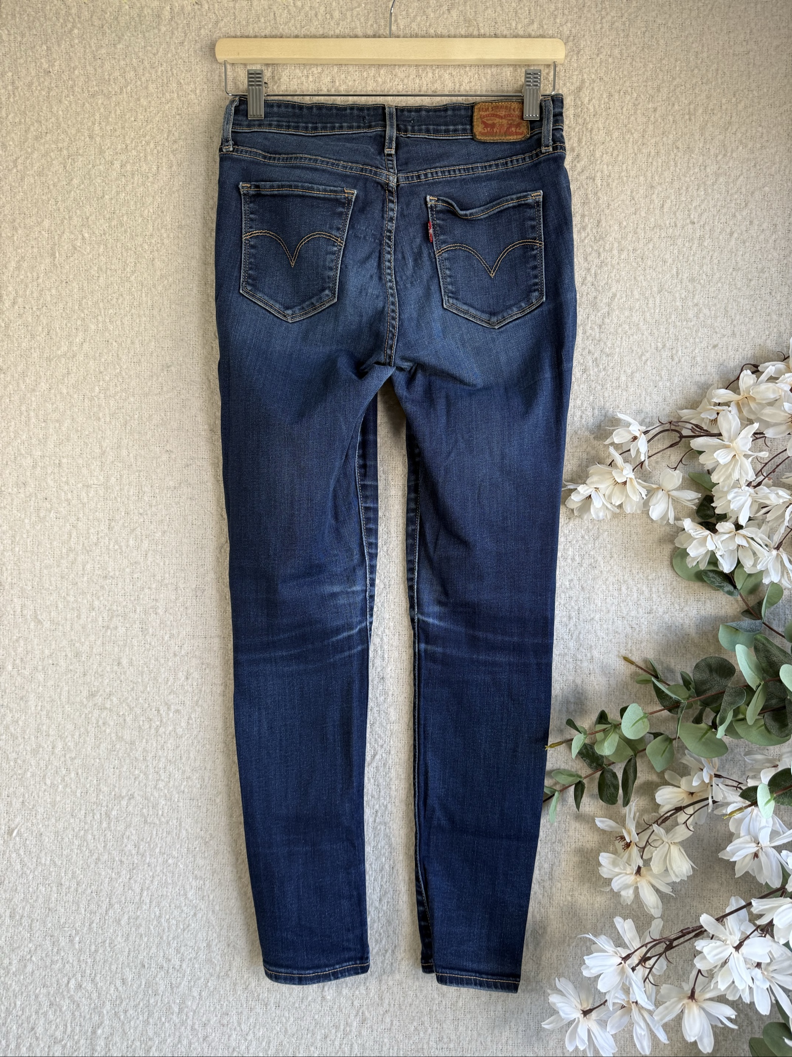 Levi's Blue Denim 711 Skinny Jeans UK 28 Slim Fit Classic Style image 4