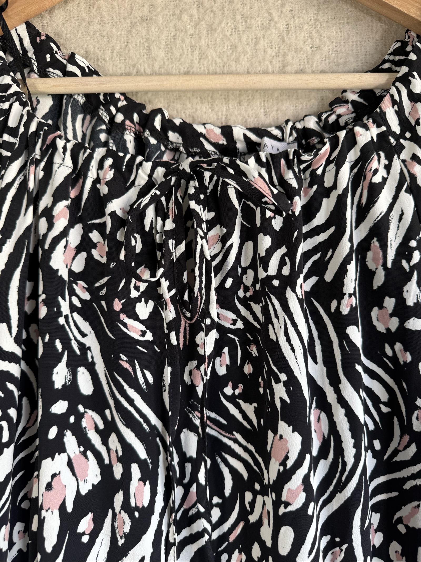 Papaya Black & White Animal Print Midi Dress UK 18 Soft Lightweight image 2