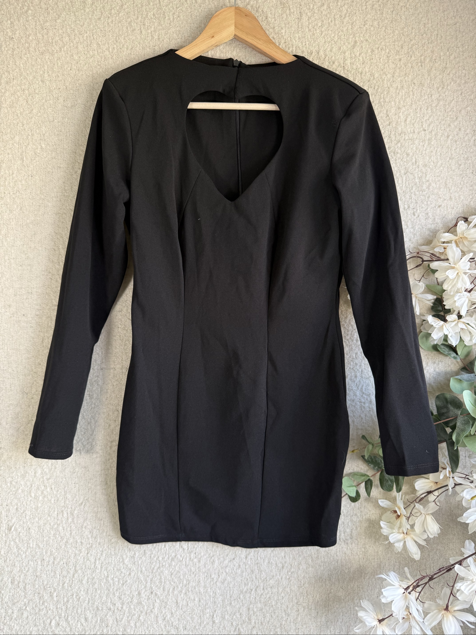 Amazing Black Cut Out Back Long Sleeve Bodycon Dress UK S Stylish Occasion