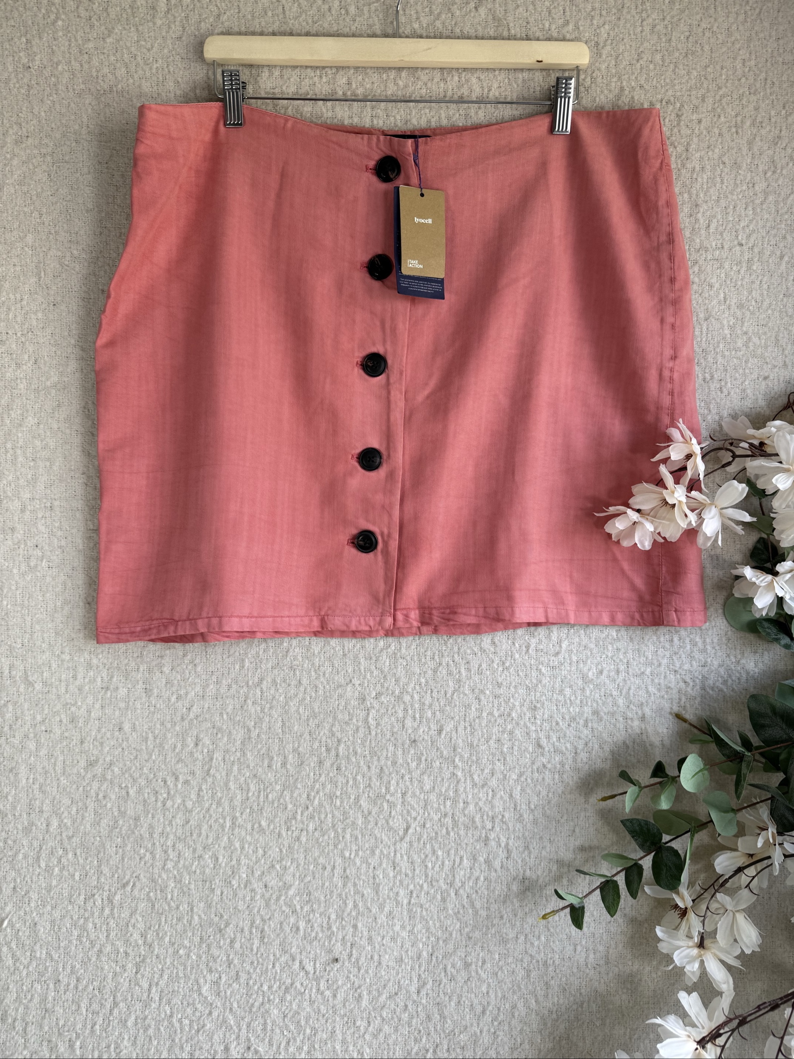 Mango Violeta Coral Button Front Mini Skirt UK 14 Stylish Summer Casual