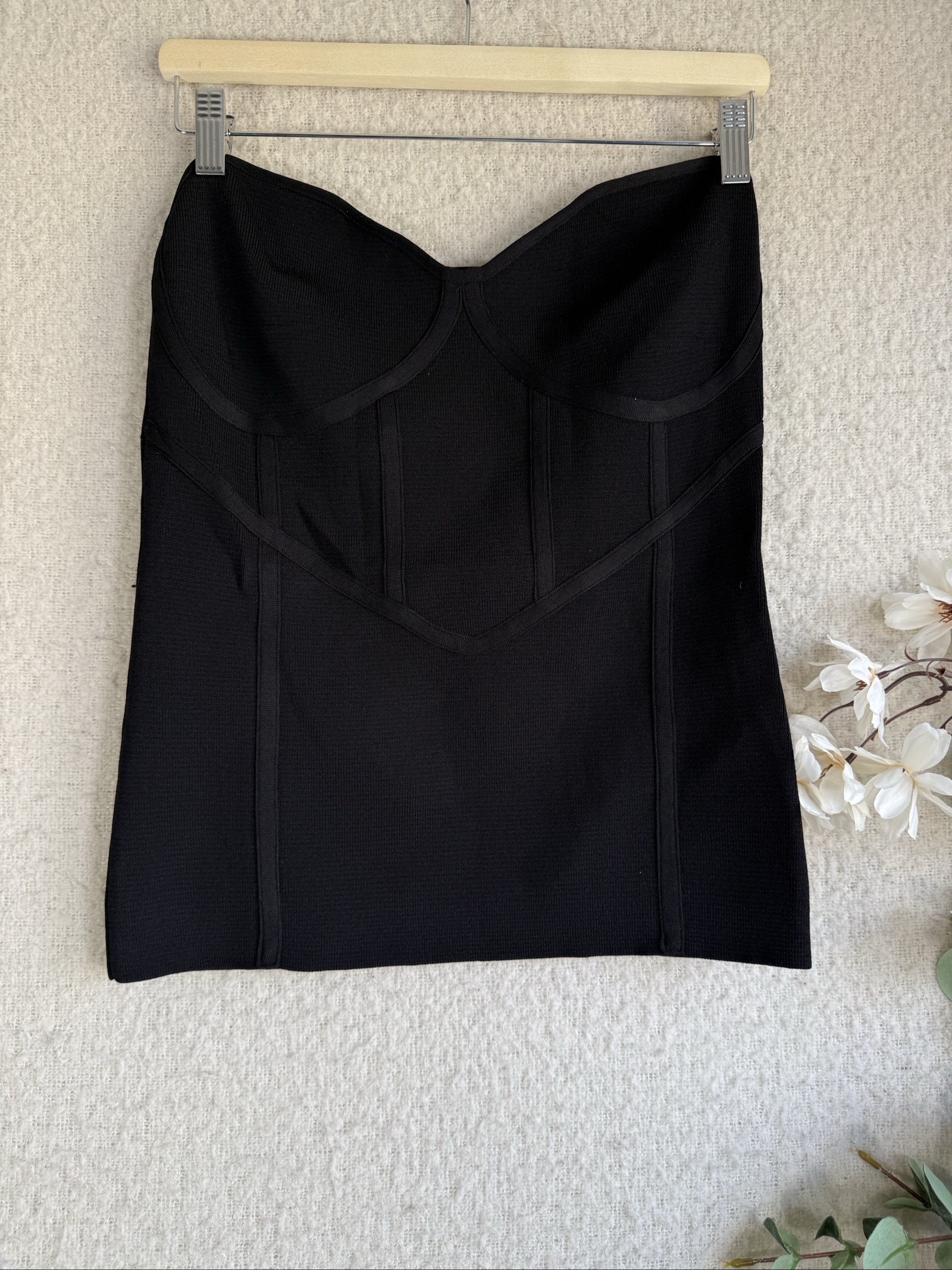 Zara Black Bustier Mini Dress UK Large Sexy Partywear Corset Style