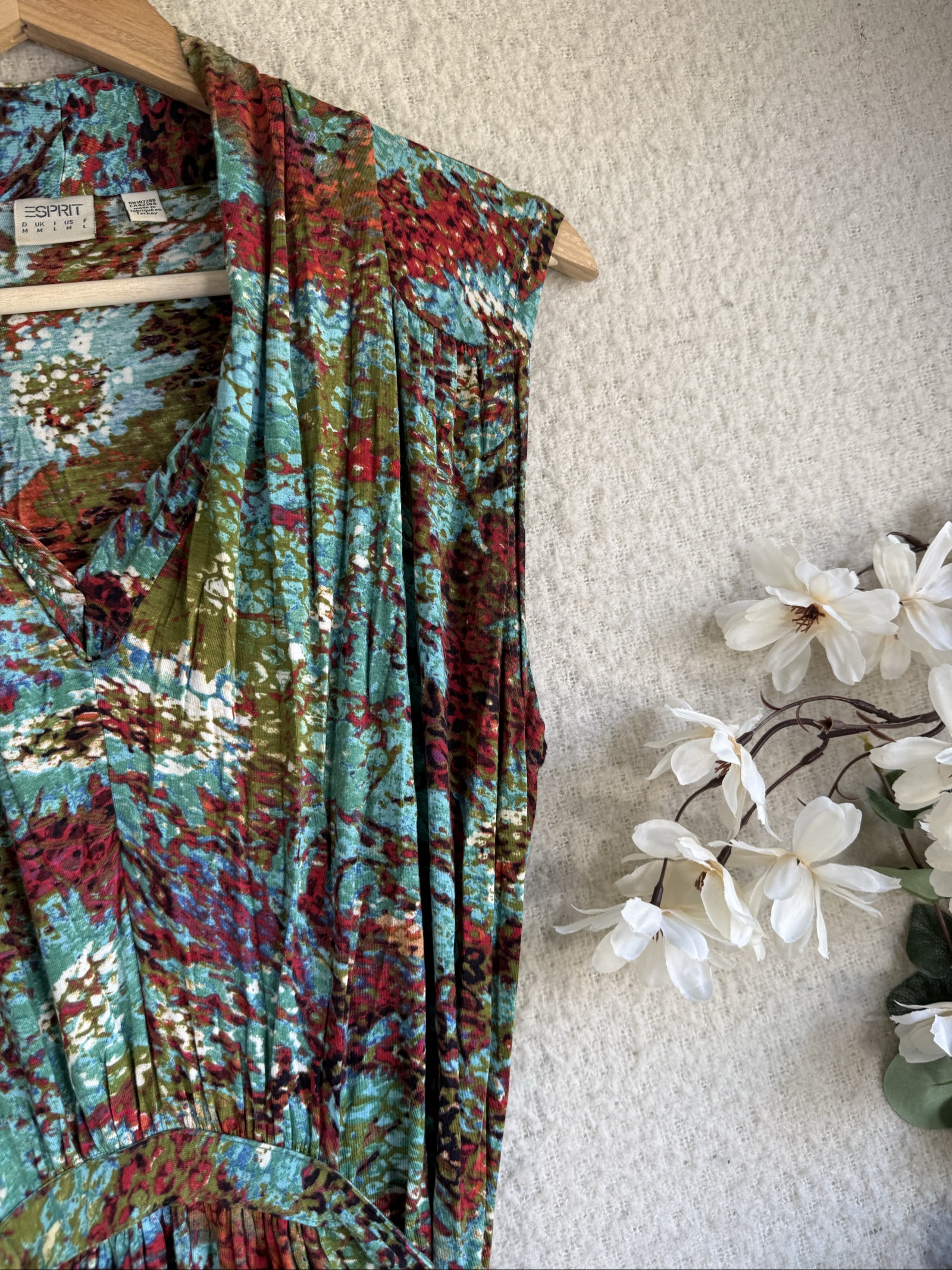 Esprit Multi Colour Patterned Sleeveless Dress UK 14 Viscose Blend Casual image 2