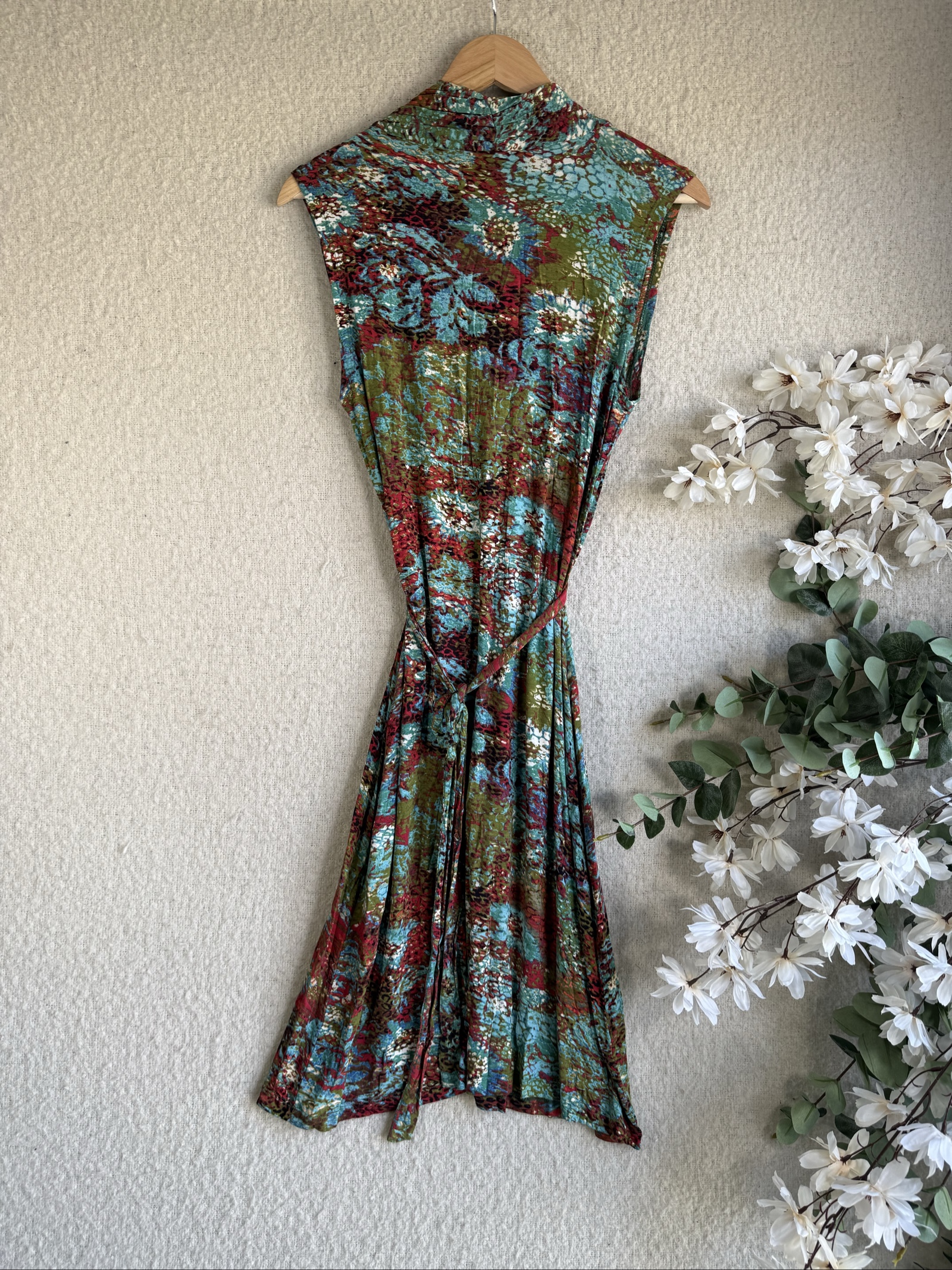 Esprit Multi Colour Patterned Sleeveless Dress UK 14 Viscose Blend Casual image 4