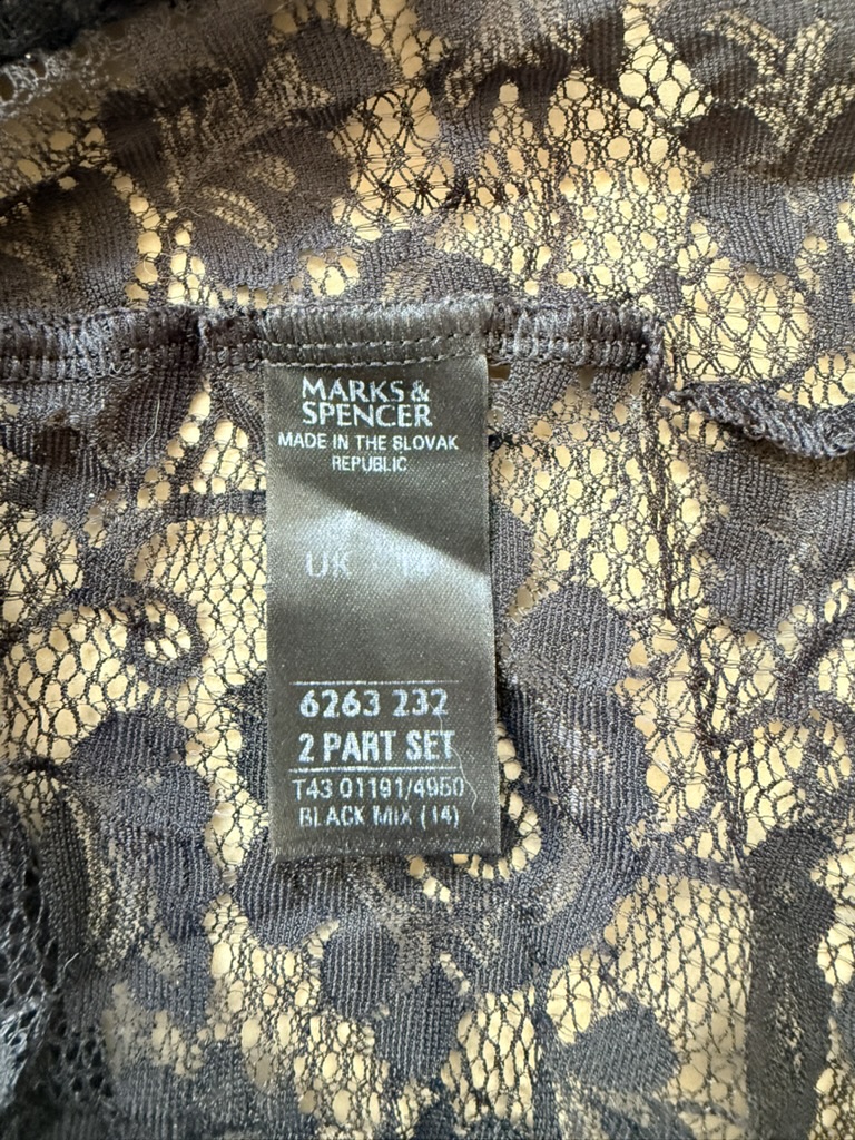 Marks & Spencer Black Lace three quarter Sleeve Top UK 14 image 5