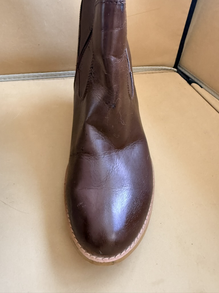 Brown Genuine Leather Knee High Boots Size 8 Heeled Side Zip image 7